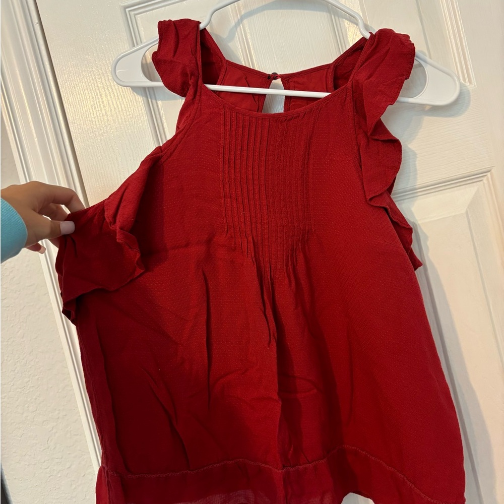 @ Abercrombie and Fitch red ruffle sleeve tank top (Small)